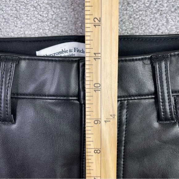 Abercrombie & Fitch Faux Leather Pants Women's 27 Black 90's Straight High Rise - Picture 8 of 10